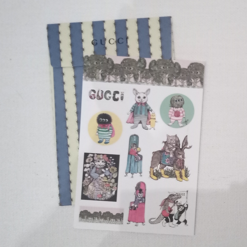 Rare & Fun Gucci Stickers in Collectible Sleeve Featuring Art of Yuko Higuchi